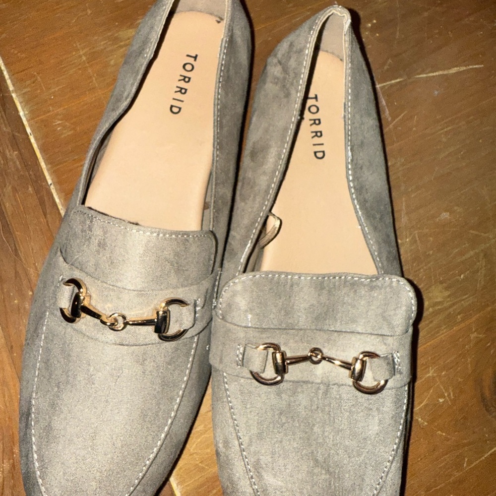 Torrid Gray Loafers with Gold Accent